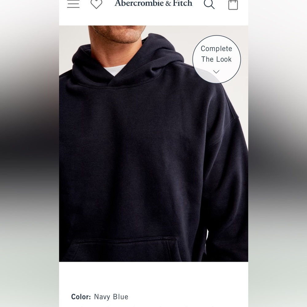 Abercrombie Essential Popover Hoodie navy blue